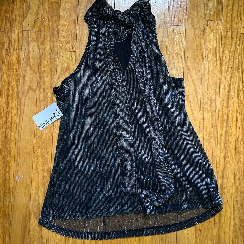 Black sparkling tie halter top